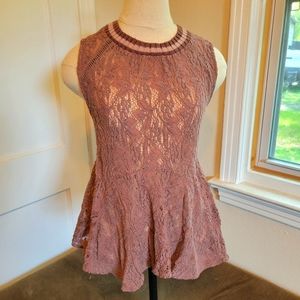 Free People Lace Peplum blouse